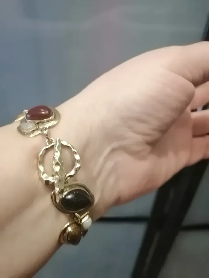 chunky adjustable gemstone chain bracelet, chunky bracelet, chunky gold bracelet, chunky gemstone bracelet, black bracelet