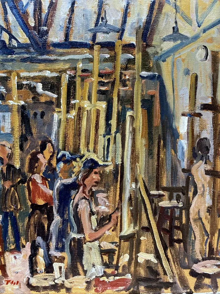 Original Studio Interior Painting -Morning Light/Art Students League of New York- 8x10 Oil on Canvas, Signed Original American Realism