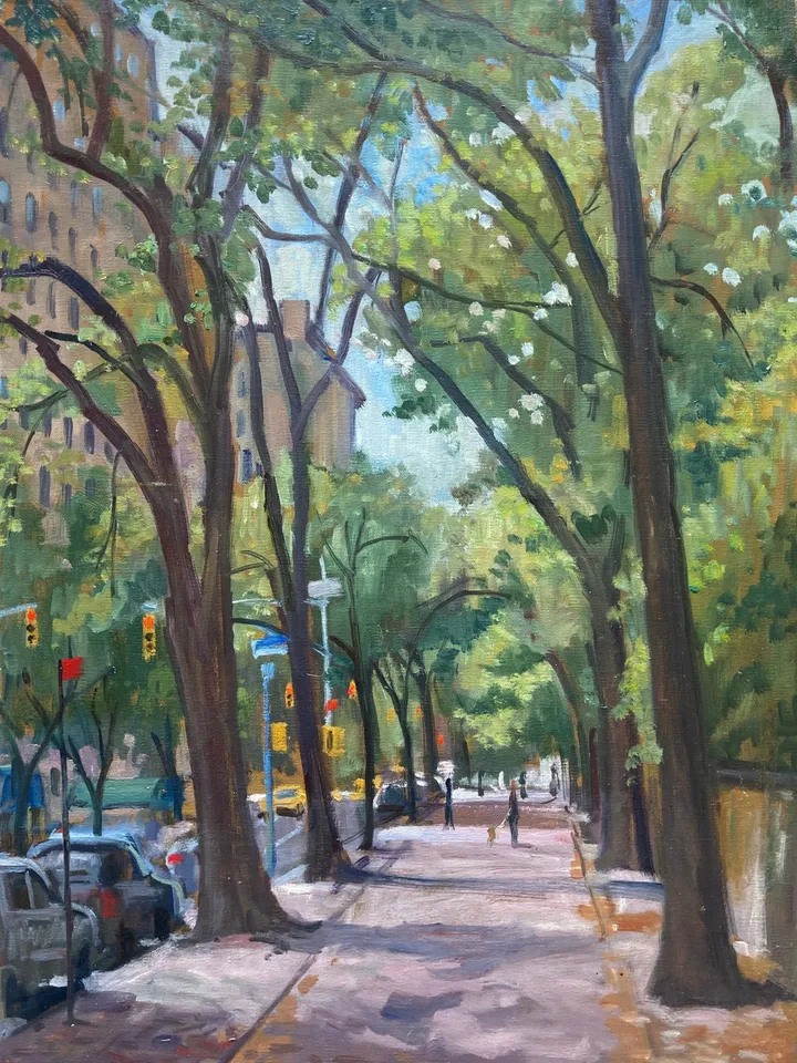 Large Original New York City Landscape Painting - Along Fifth Avenue/NYC - 18x24 Oil on Canvas, Plein Air Impressionist Signed Original