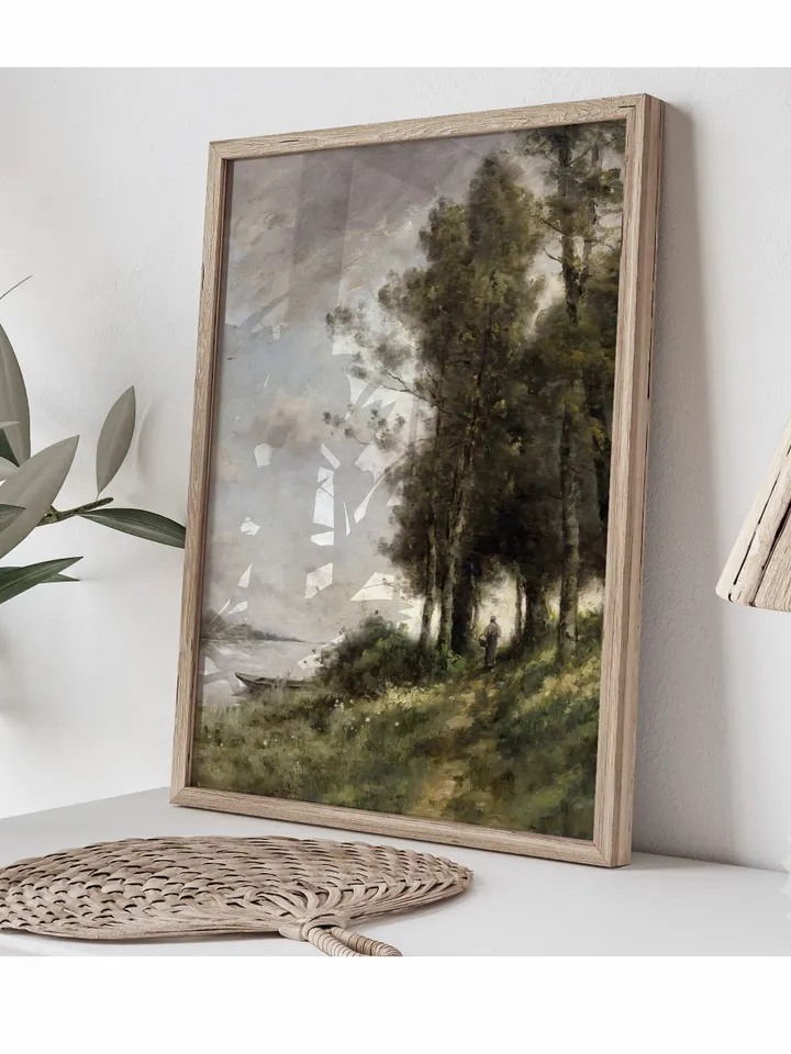 Nature Antique Painting, Vintage French Landscape, Printable Wall Art, Downloadable Decor | 400