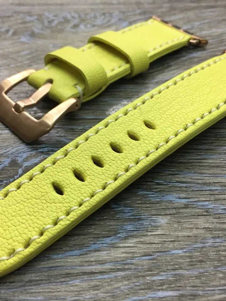 Valentines Day Gift Ideas, Yellow Genuine Leather Apple Watch Ultra 49mm 45mm Series 8, Apple Watch Band, Smart watch Straps for Apple SE