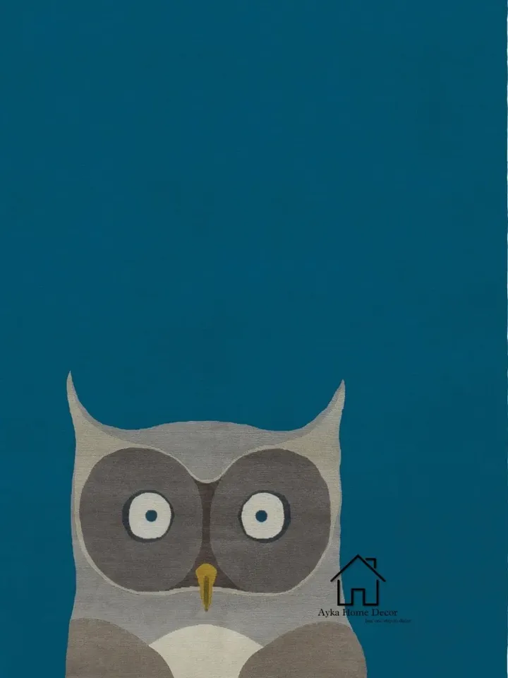 Owl Woolen Area Rug For Hall Kitchen Living Room Bed Room Handmade Dining Room Kids Room Carpet / Kids Rugs / Customized Available