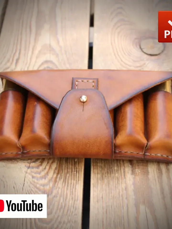 PDF pattern leather Bandolier for 6 rounds of 16 or 12 gauge