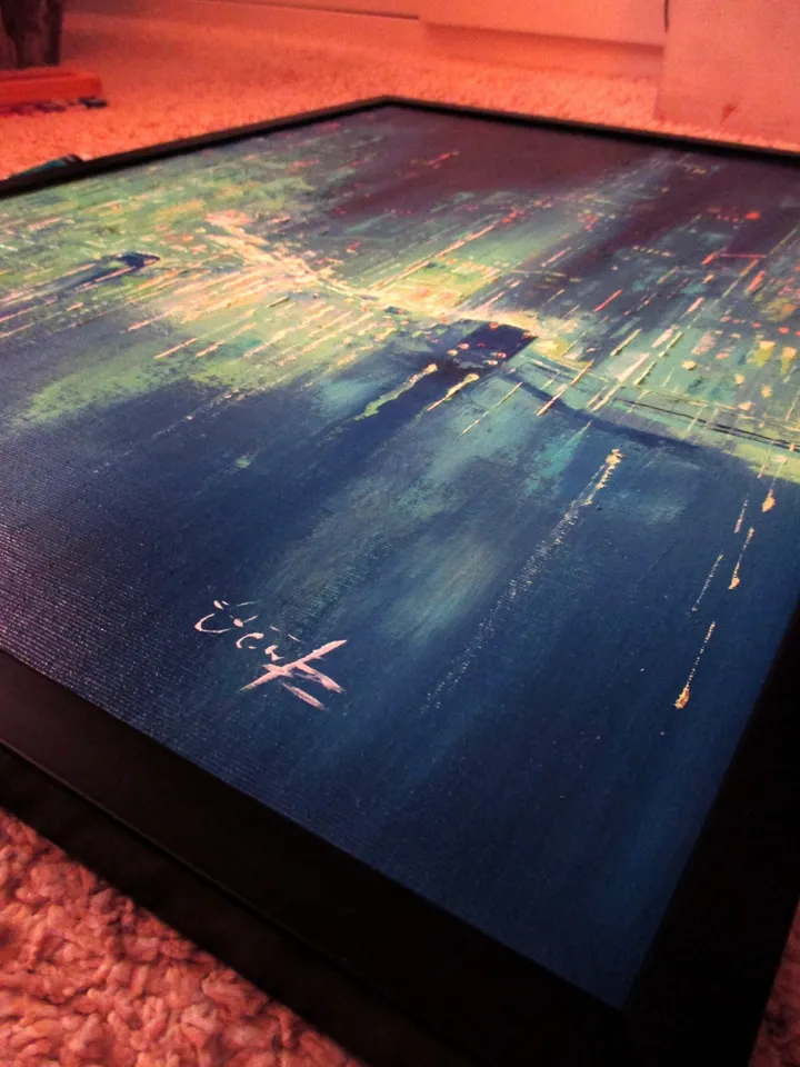 Cyberpunk Painting "MALACHITE CITY" Original Oil Painiting on Canvas Modern City Painting Art by "Walperion Paintings"