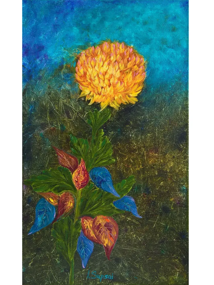 Chrysanthemum flower oil painting Picture of chrysanthemum flower Modern contemporary artwork