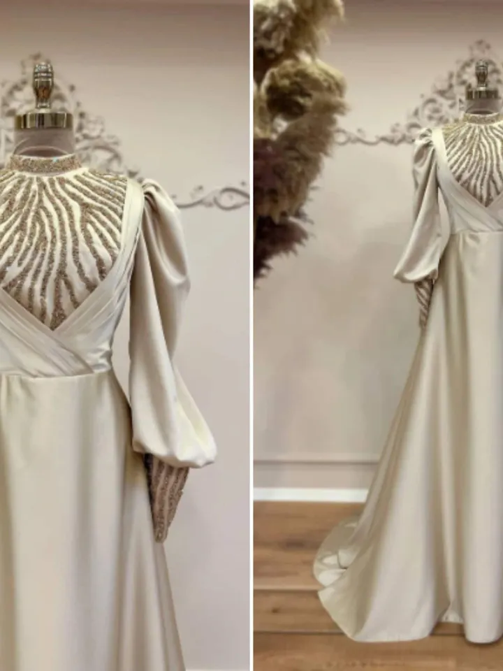 AHUNARE HIJAB - Wedding Dress, Muslim Evening Gown, Nikah, Islamic Wedding, Engagement, Bridesmaid,