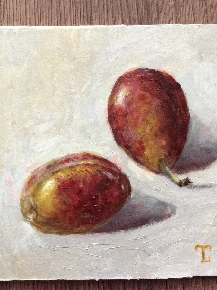"Plums" oil small painting fruit stilllife original wall art picture artwork