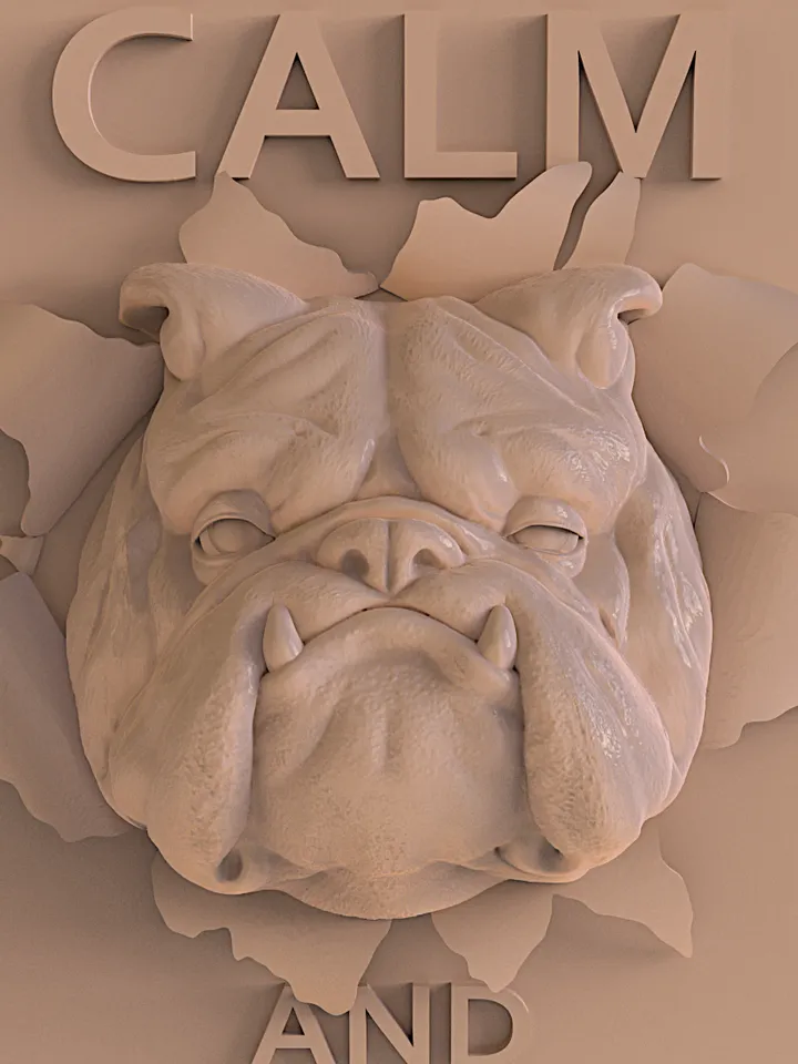 3D Model STL CNC Router file 3dprintable Panel Beware of dog
