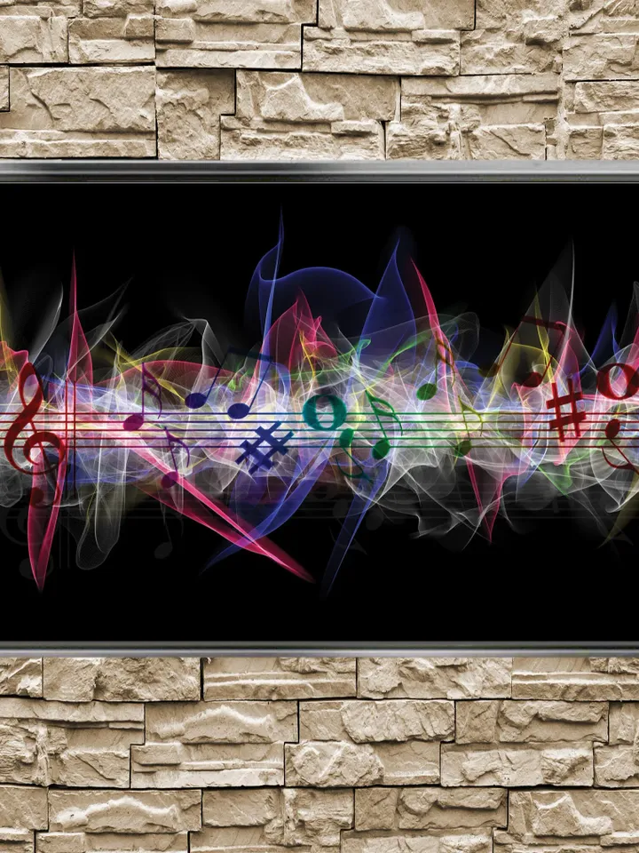 MUSIC NOTES Print on Canvas , Floating Frame Option, Modern Wall Art, Extra Large Canvas Wall Art