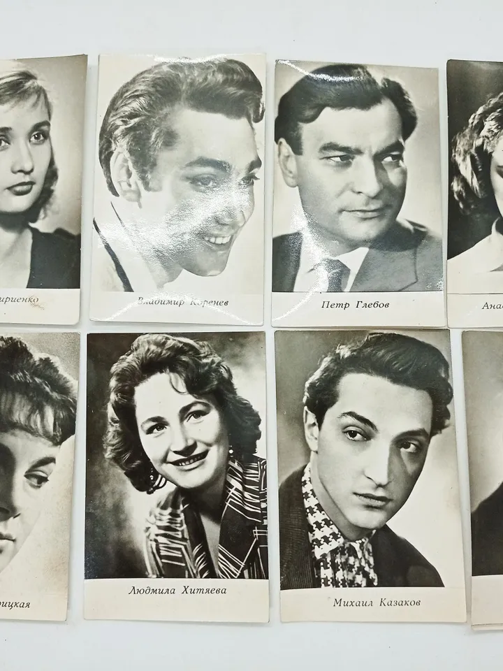 Vintage Black and white photos Lot 8 photos of SOVIET CINEMA ACTORS Bureau Propaganda Soviet Cinema 1964
