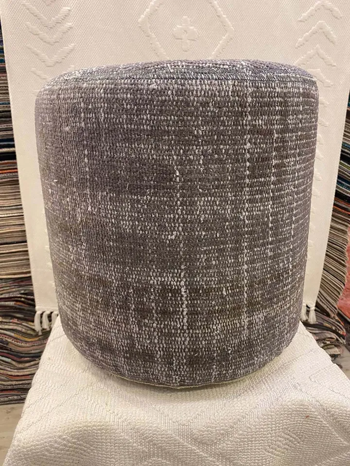 BohoCozy: Handmade Patchwork Ottoman Pouf, Bohemian Kilim Rug, 35x40x35cm for a Cozy Home Decor .