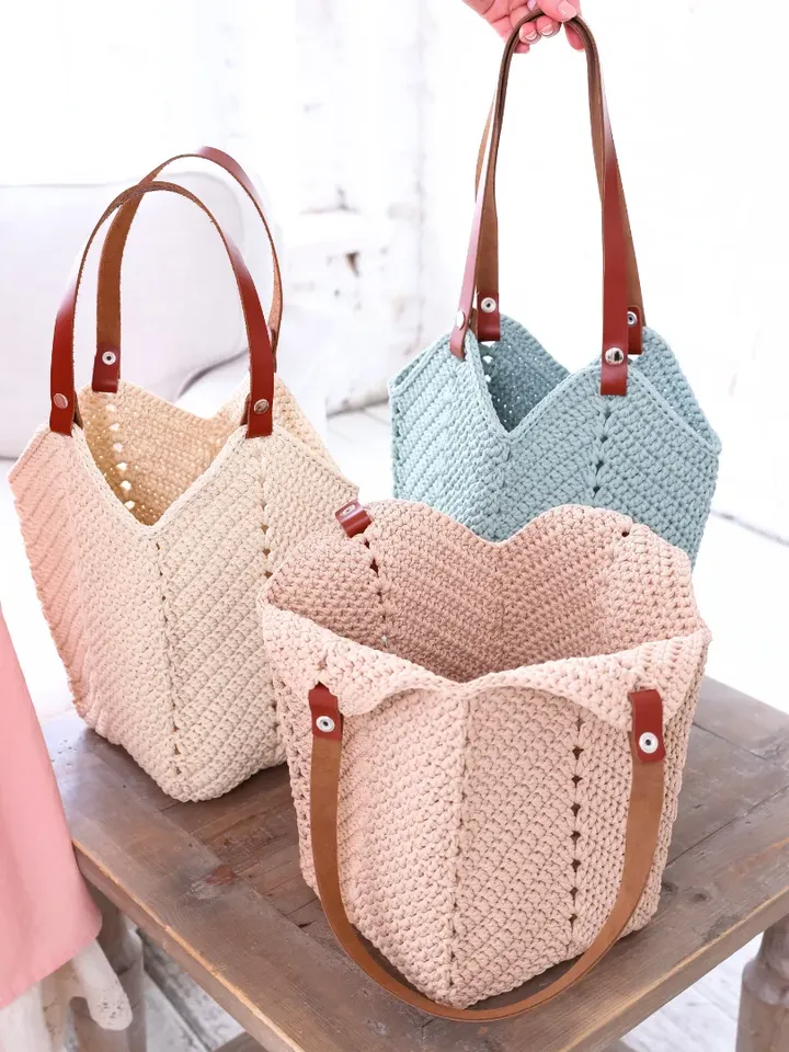Crochet  Tulip Bag Pattern PDF, Tote bag DIY, Beach Bag, Shopping bag, Shoulder bag, boho handbag, reusable grocery bag