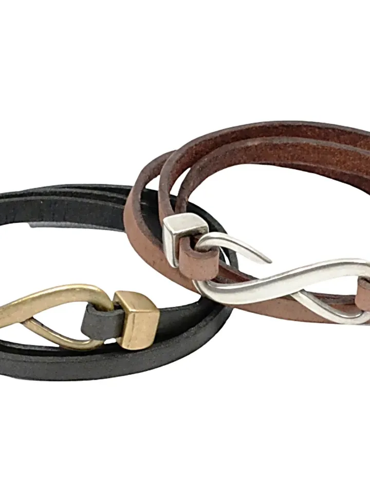 Wedding Anniversary Gift, Bronze Infinity Bracelet Men Women, Infinite Love Jewelry, Gifts for Couples, Triple Wrap Leather Bracelet