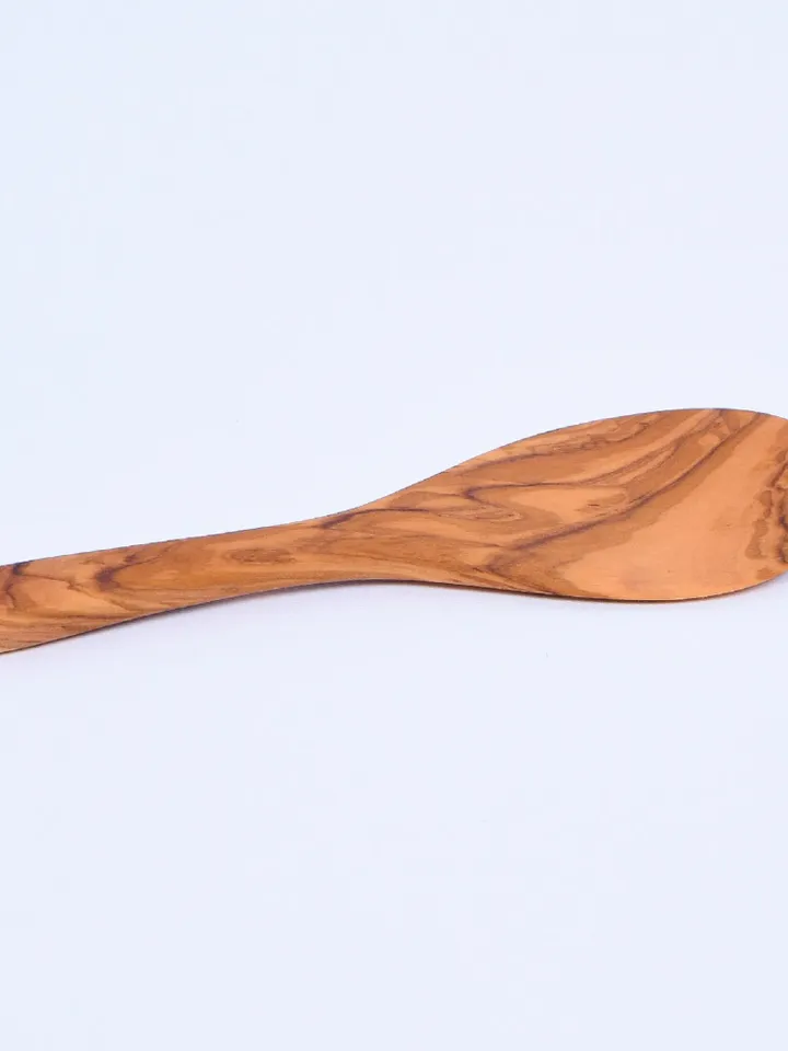 Wooden Japanese Rice Spoon (Wide Olive Wood Spoon for Risotto) - AKwood Serving Paddle. Rustic