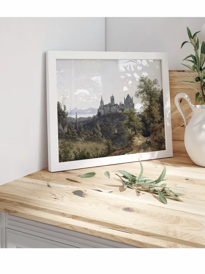 Vintage European Castle Landscape Wall Art, French County Painting, Printable Decor Digital Download | 382