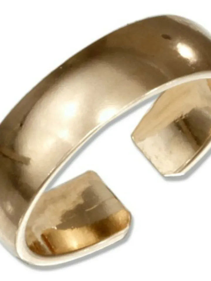 Gold toe ring, 14k Gold Wide toe ring, gold filled toe ring, Adjustable toe ring, plain toe ring, thick toe ring, toe ring for women,  6mm