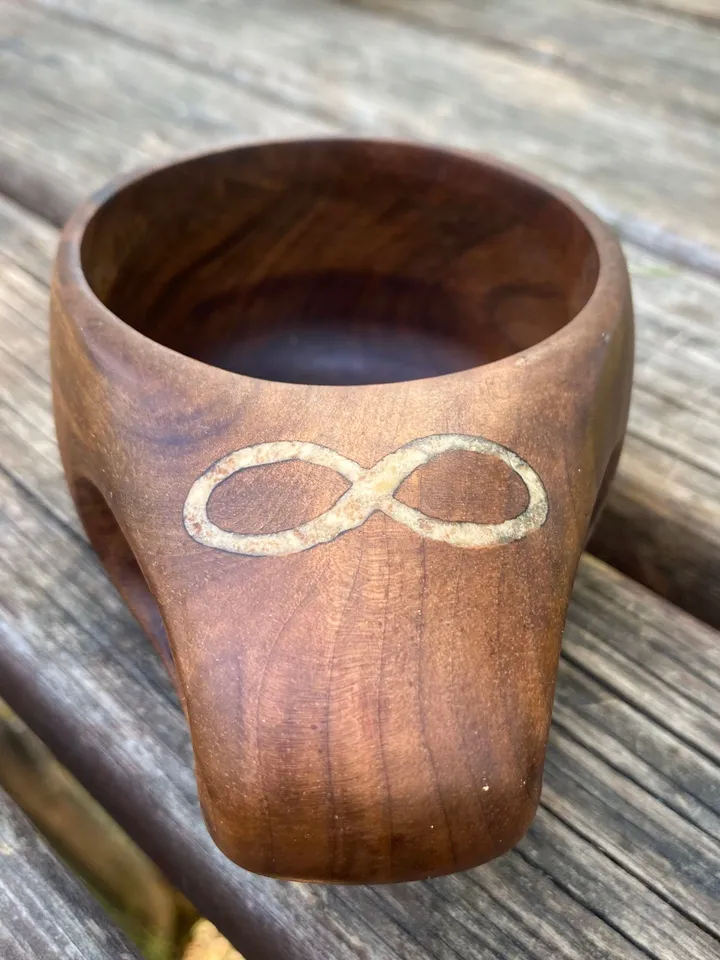 Handcarved Walnut Wood Kuksa, Wooden Coffee Mug, Scandinavian Cup, Camping Mug