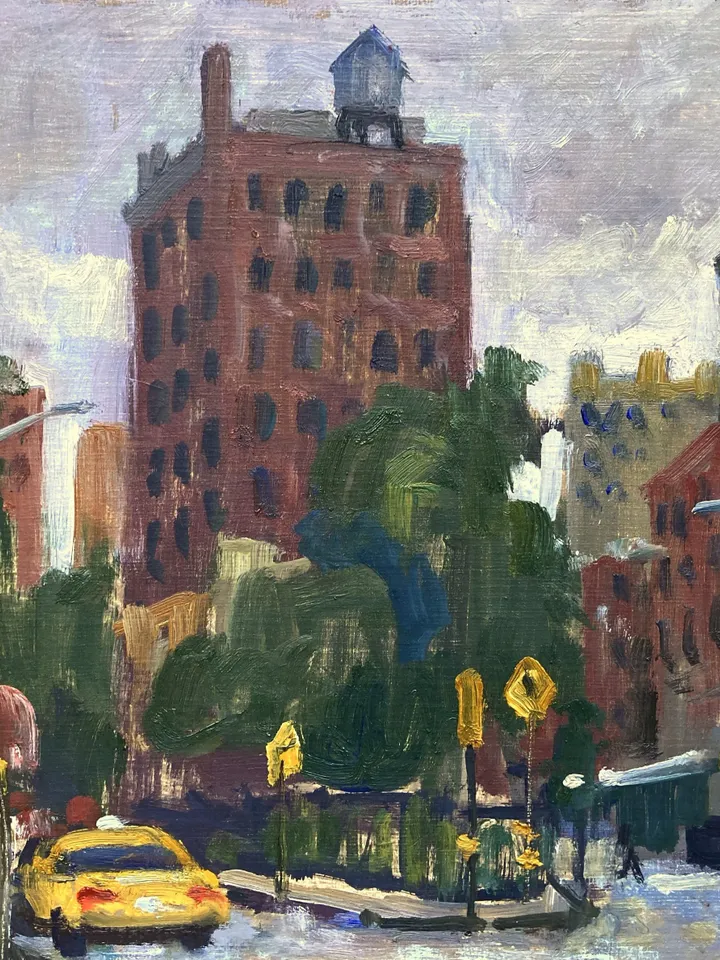 New York Street Scene - West Village/NYC- Original Cityscape Painting, 8x10 Oil on Panel, Contemporary Impressionist Fine Art