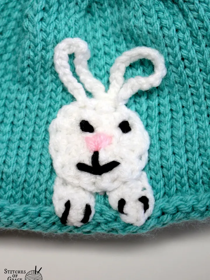 Knitted Hat with Bunny Rabbit Face, Animal Photo Shoot, Farm Animals Themed Party, Newborn Photo Prop, Gender Reveal, Toddler and Child Size