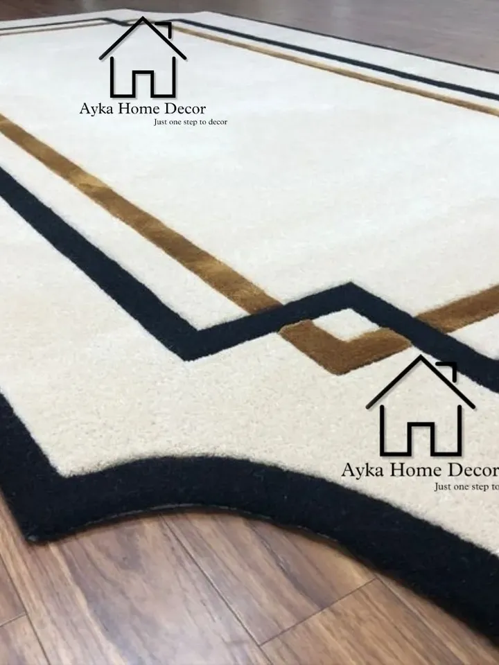 Ayka 100% Handmade Woolen Area Rug For Hall Kitchen Living Room Bed Room Dining Room Kids Room Carpet / Plain Stripted Rugs / Christmas Gift