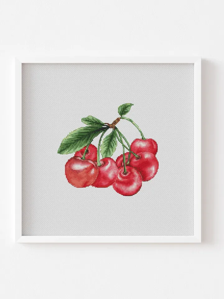 Cherries Cross Stitch Pattern PDF, Cherries Embroidery, Instant Download, Small Cross Stitch, Modern Cross Stitch, Easy Counted Cross Stitch