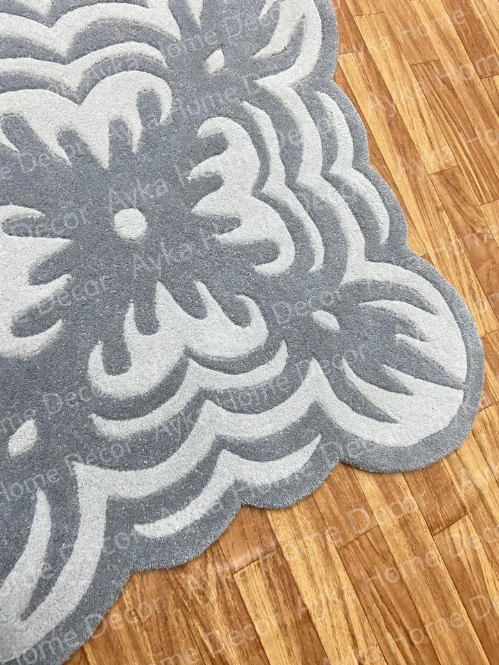 Whito Stip Woolen Handmade Area Rug For Hall Kitchen Living Room Bed Room Bath Room Dining Room Kids Room Carpet / Christmas Gift / Rugs