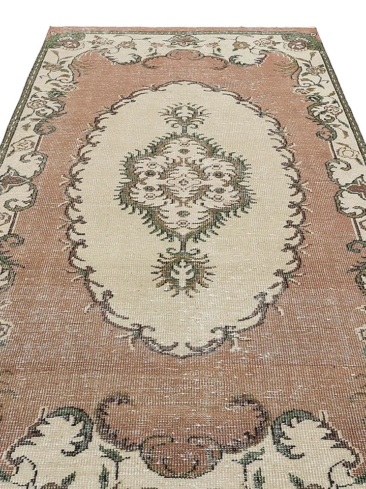 BohoChicTurk: Handwoven Oushak Style Vintage Turkish Rug, 5x9ft, Perfect for Boho Home Decor.