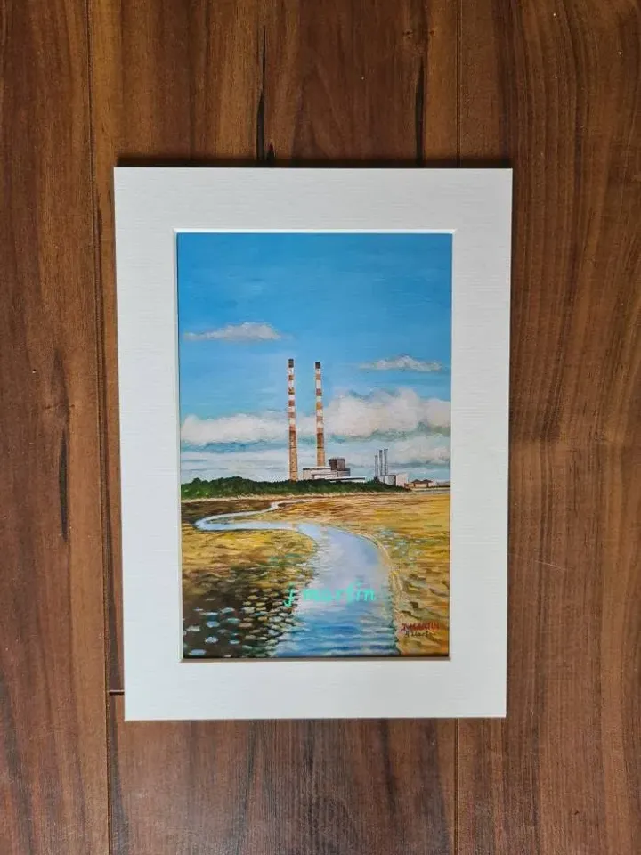 Poolbeg Chimneys, Ringsend Dublin, Seascape Dublin, Sandymount Dublin, Seaside, unmounted, unframed