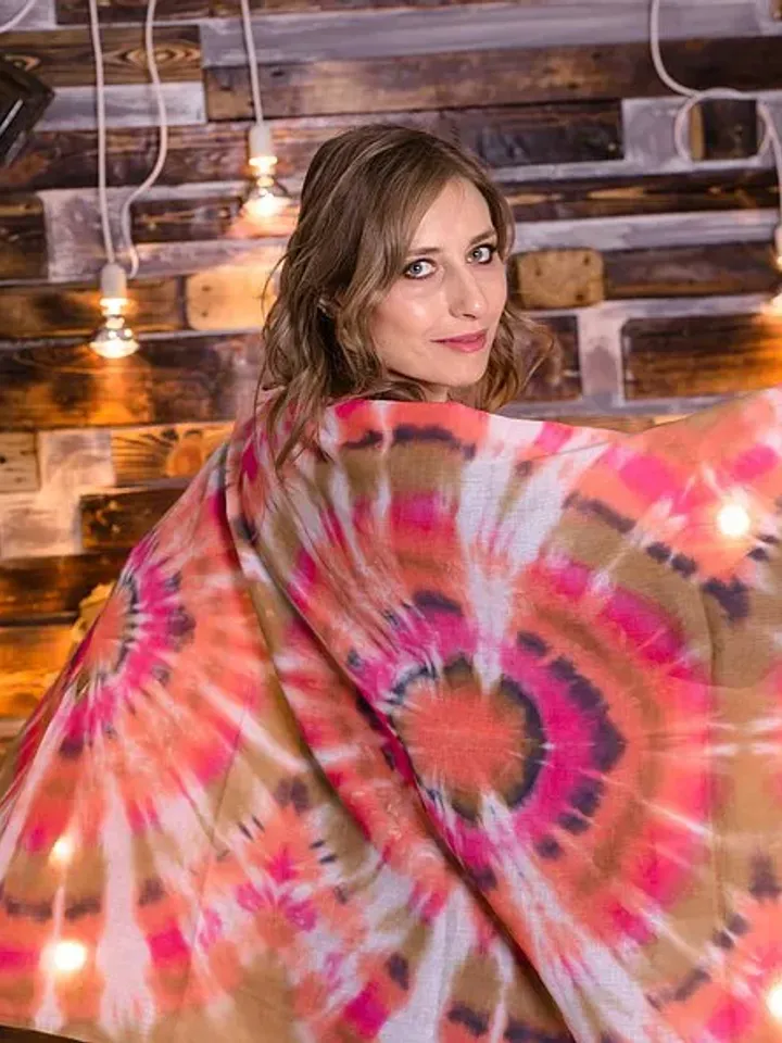 Cotton scarf Orange long tie dye scarf Handmade gift mother's day Tie dye scarf