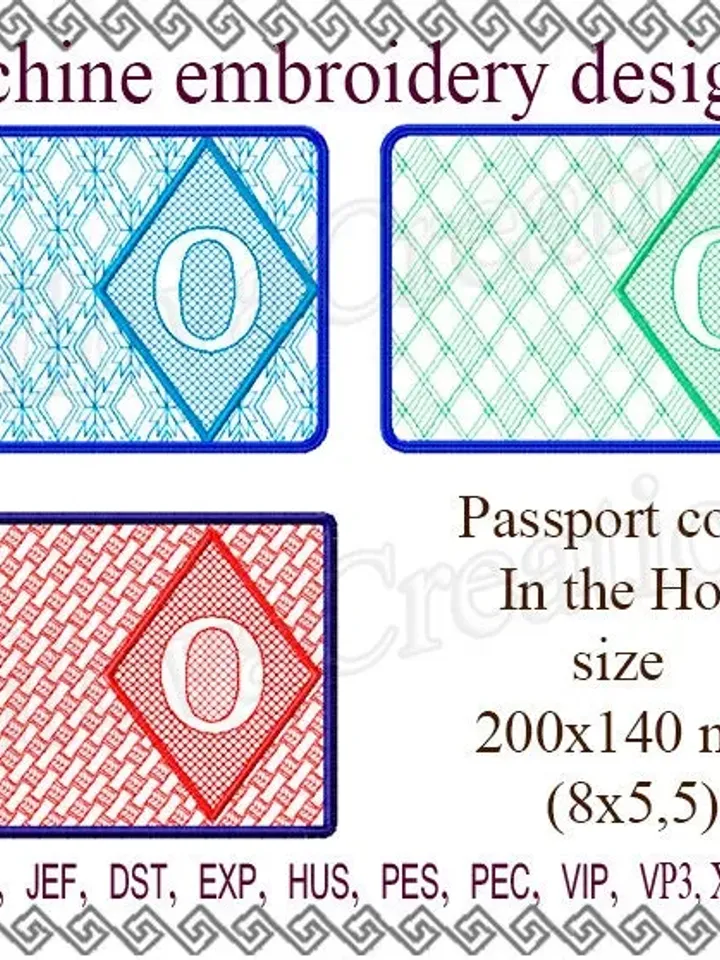 O Passport cover In the Hoop embroidery designs trapunto Machine