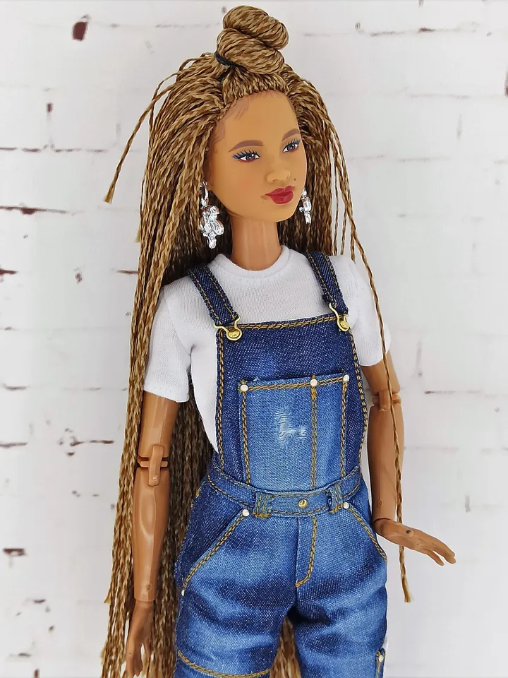 Dark Blue Denim Overalls for Barbie Doll and other dolls of a similar format (Fashion Royalty, Poppy Parker and others)