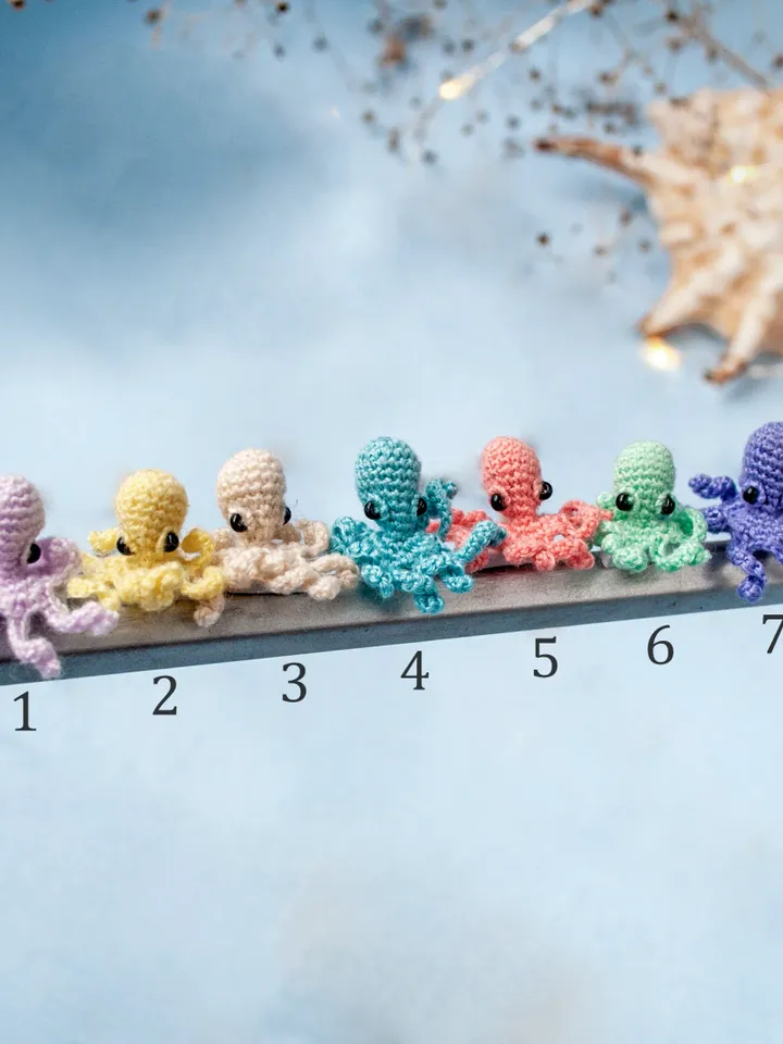 Tiny baby OCTOPUS, Micro miniature sea animal octopus, Nautical decor for dollhouse or diorama, Gift idea for diver