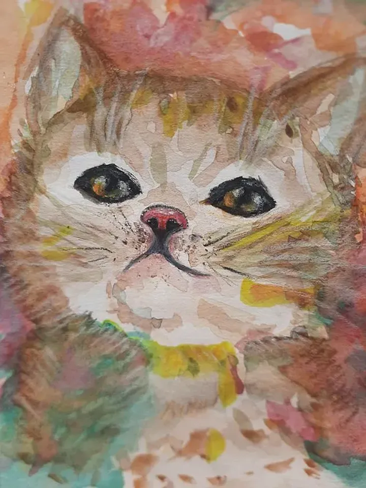 Cat watercolor painting Cat art work