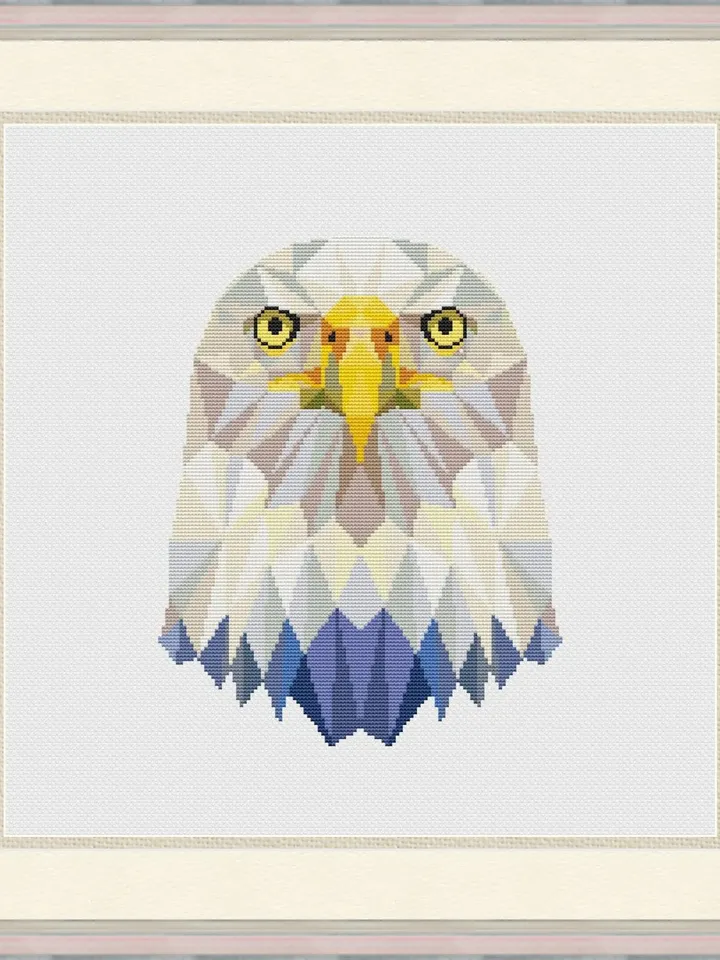 Geometric Eagle Cross Stitch Pattern, Modern Cross Stitch, Geometric Animals Cross Stitch Pattern PDF