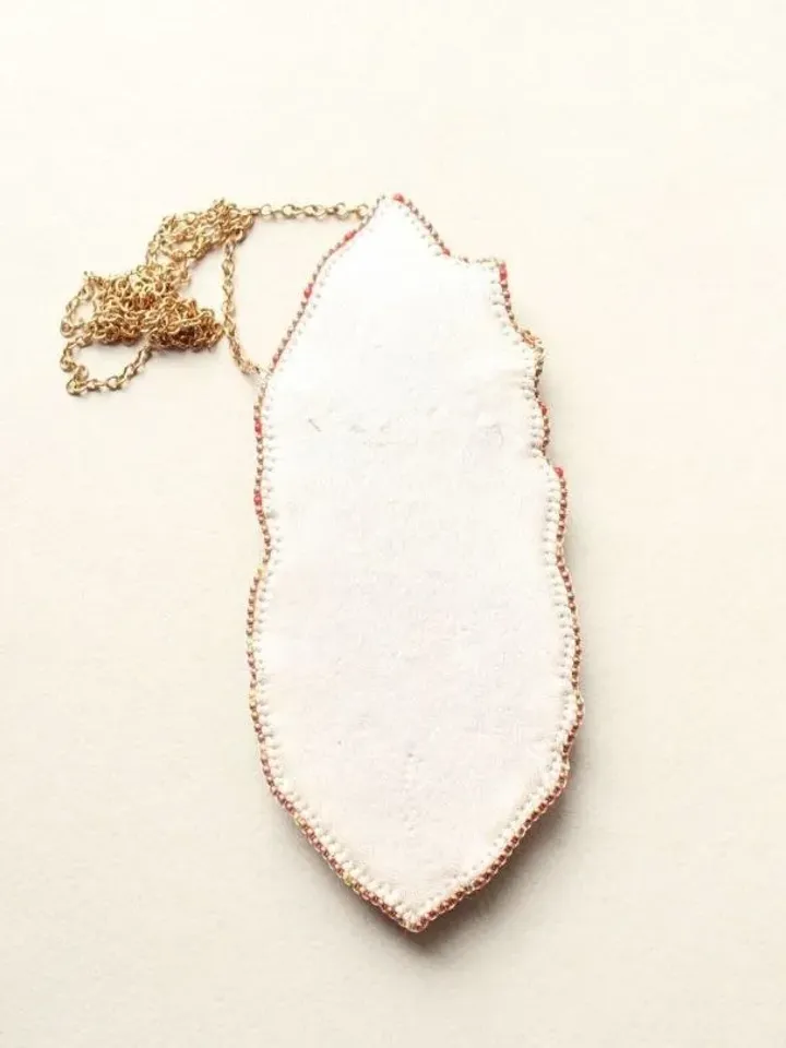 Gold salamander necklace beaded crystal necklace embroidered red pendant