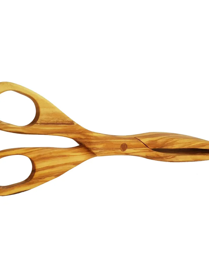 Olive Wood Scissors for Salad - Wooden Salad Tongs - Serving Utensils Handmade / Wooden Grill Tongs - Bread Server - AKwood