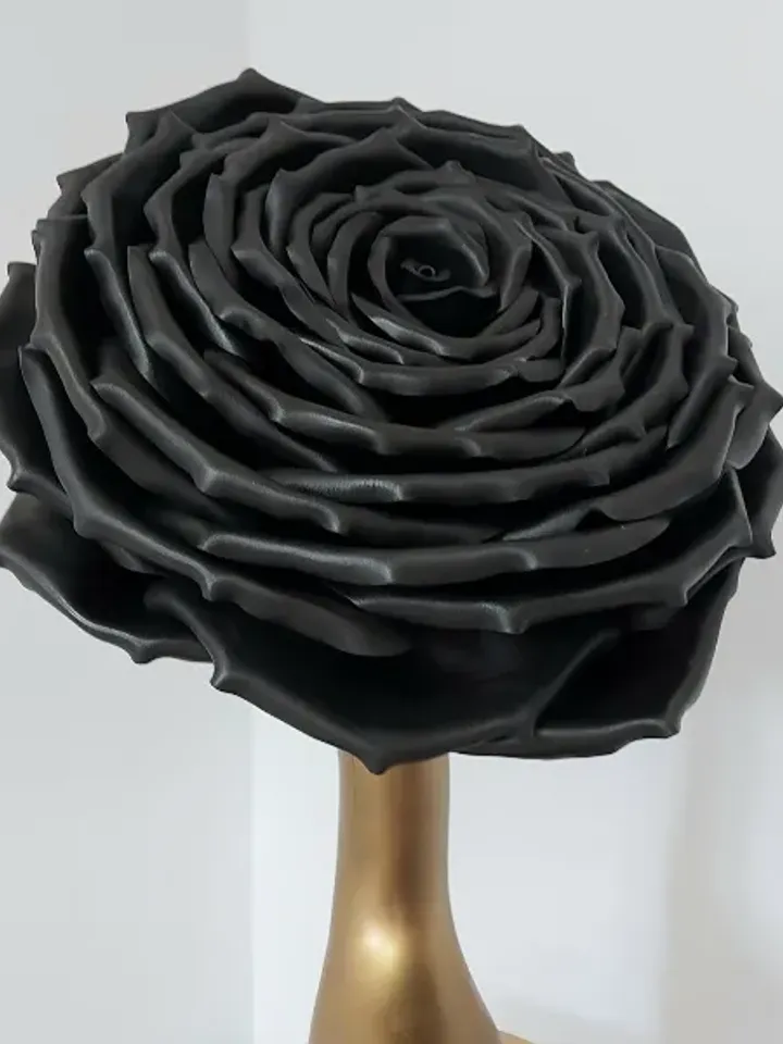 Black rose hat Giant gothic rose headdress Statement headpiece Steampunk Halloween outfit night club, theatrical performances, fashion shows