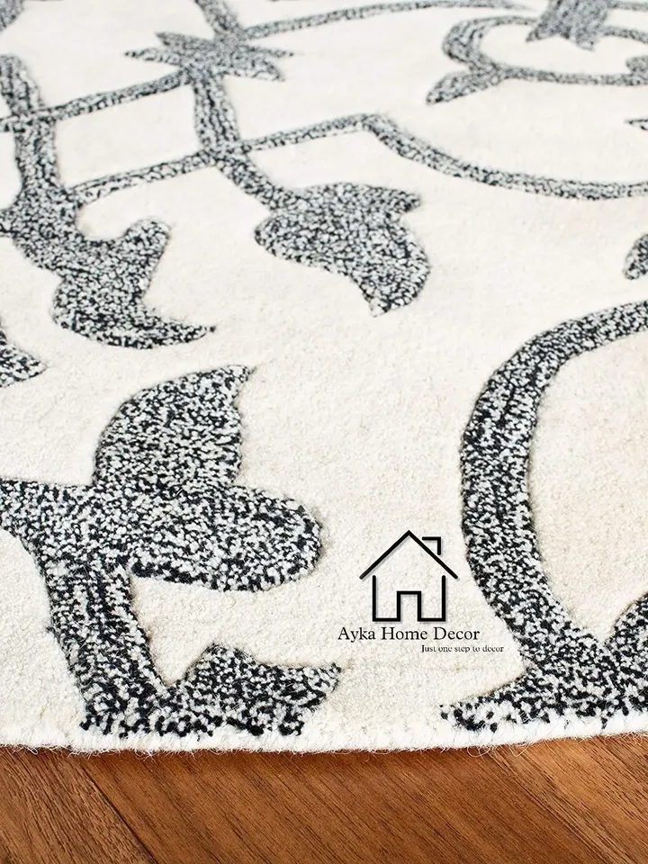 Ayka Round Hand Tufted 100% Pure Woolen Living Room Carpet / Hall Rugs / Dining Rugs / Kids Rugs / Woolen Rug / Christmas Gift