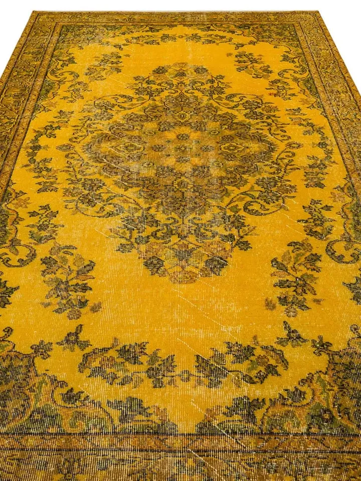 Turkish Rug, Yellow area rug for living room , Home decor, Bohemian Kilim, 5,1 x 9,3 ft