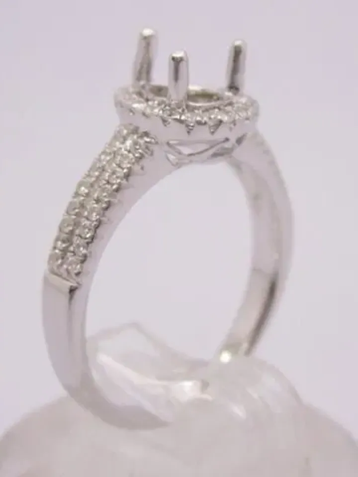 Pear Cut Engagement, Solid 14K White Gold 4x6MM Pear Shape Fashion Semi Mount Ring, Pear Engagement Ring, Ring For Pear Cut Diamond