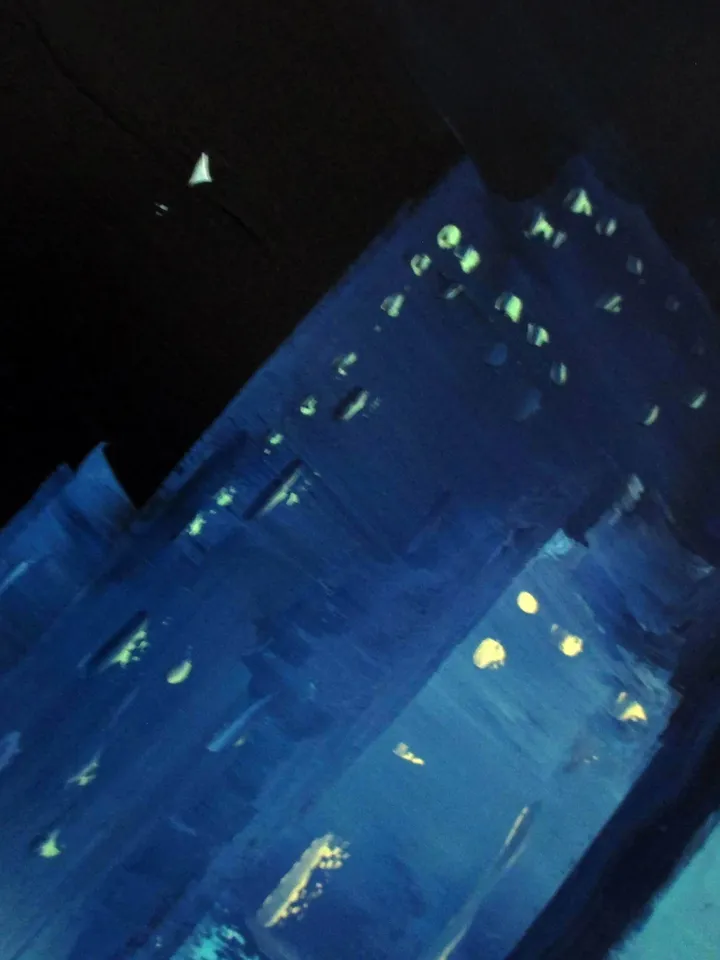 Cyberpunk Painting "MALACHITE NIGHT" Original Oil Painting on Canvas, Modern City Original Art by "Walperion Paintings"