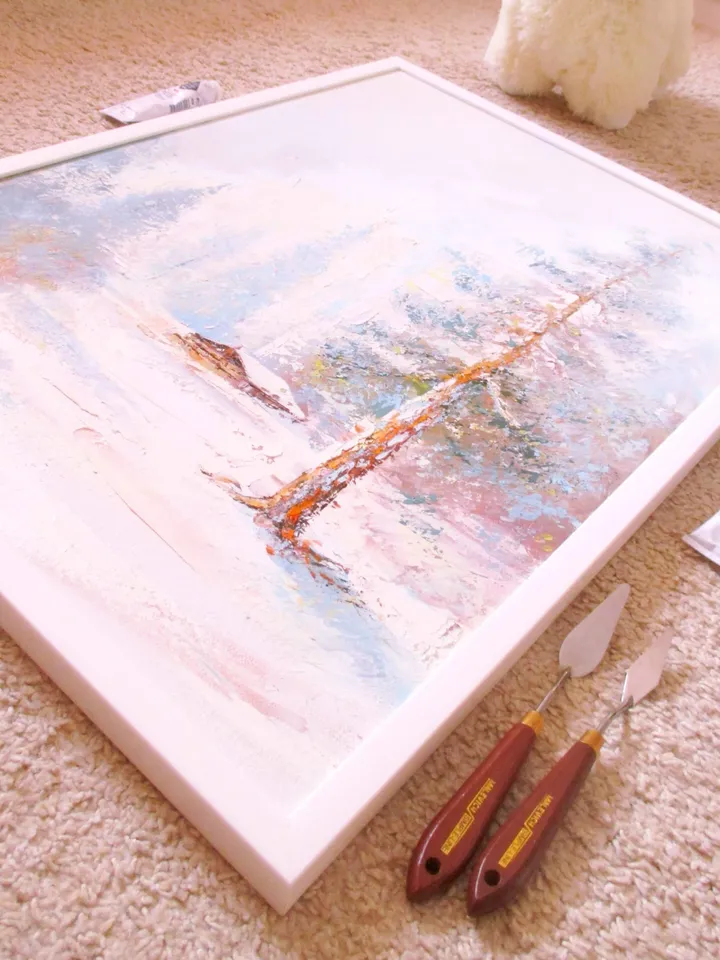Snow Painting ORIGINAL OIL PAINTING on Canvas, Landscape Painting Original, Glacier National Park Art by "Walperion"