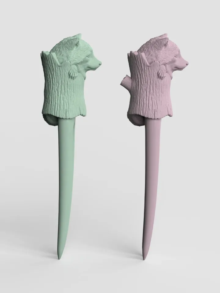 3D Model STL CNC Router file 3dprintable Hairpin Raccoone