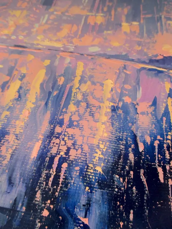 ORIGINAL OIL PAINTING on Canvas, Night City Original Painting Modern Original Art by "Walperion Paintings"