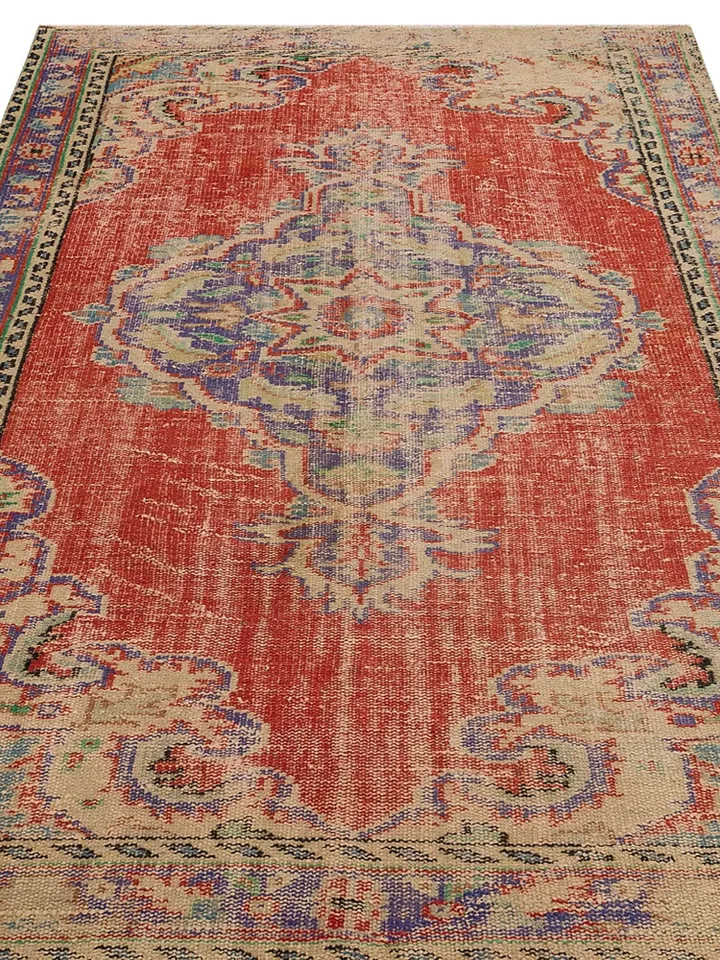 Add Warmth and Elegance to Your Living Room with this Hand-Woven Orange Turkish Rug - 100% Natural and Unique