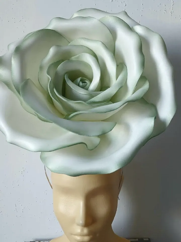 Giant rose fascinator, Wedding Floral headdress, Bridal headband bloom headpiece Bride hairband Garden party