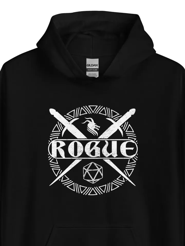 Rogue Roleplaying Hoodie | DnD Inspired Sweatshirt, War Gaming Shirt, RPG Sweater, Distressed Gift for Geek