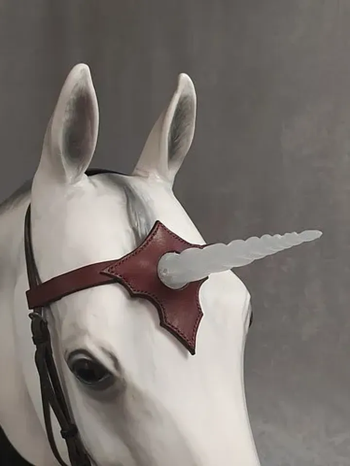 Unicorn horn Browband for horse Handmade brow band with white Light up horn.
