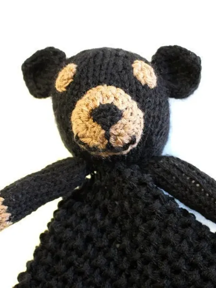 Black Bear Gift Set and Photoshoot Props, Woodland Animals Nursery Décor, Baby Shower Gift Ideas for New Moms, Crochet Lovies, Safari Animal