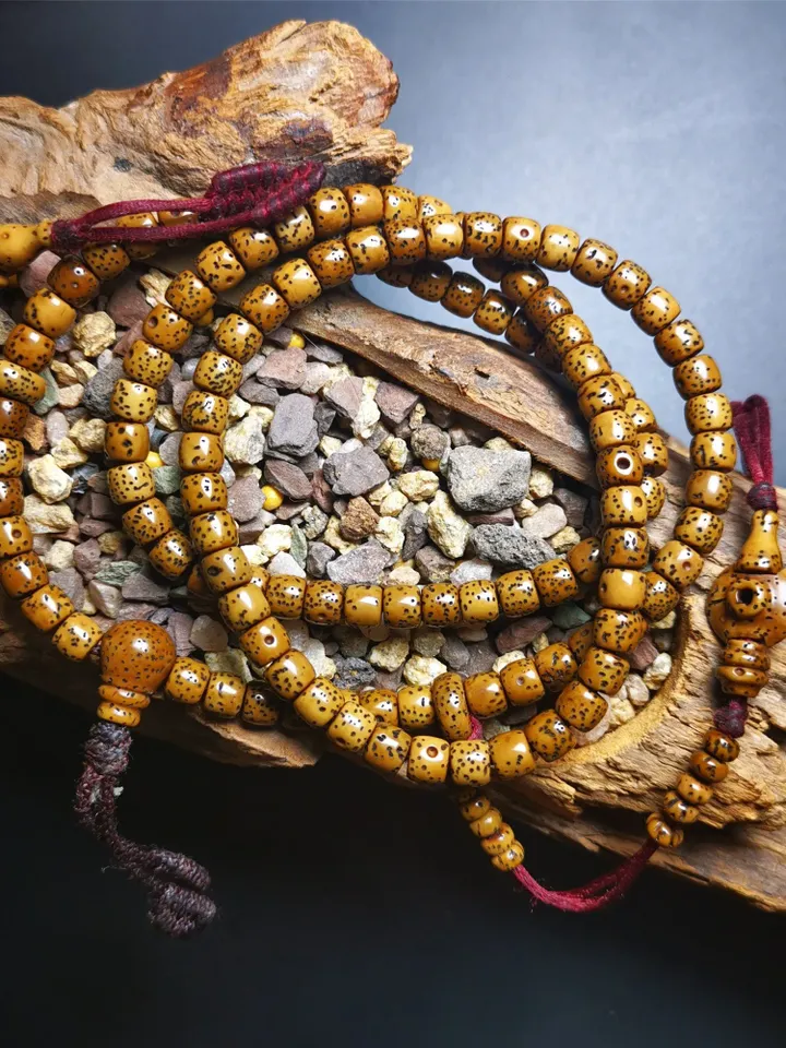 Gandhanra Antique 108 Lotus Seed Mala Beads Necklace,with Bead Counters,6mm Prayer Beads for Women